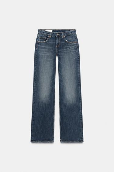 JEANS TRF WIDE LEG 로우라이즈 - Zara 블루