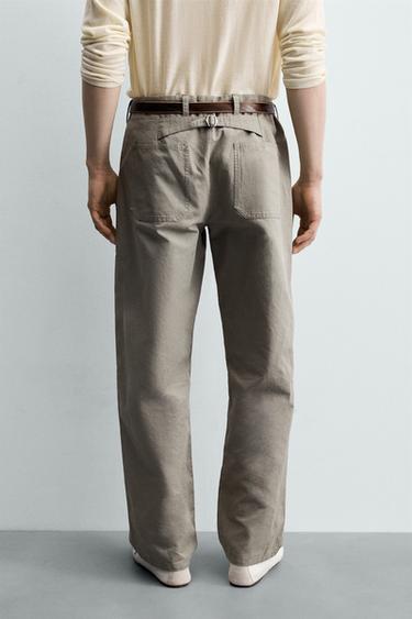 RELAXED FIT TROUSERS WITH TAB - Grey green by Zara - Image 2