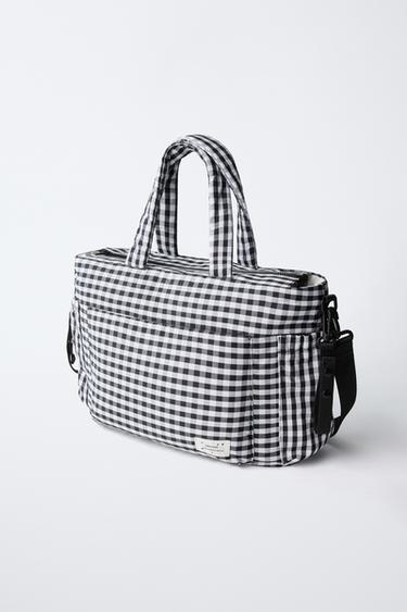 SAC MATERNITÉ À CARREAUX - Noir de Zara - Image 1