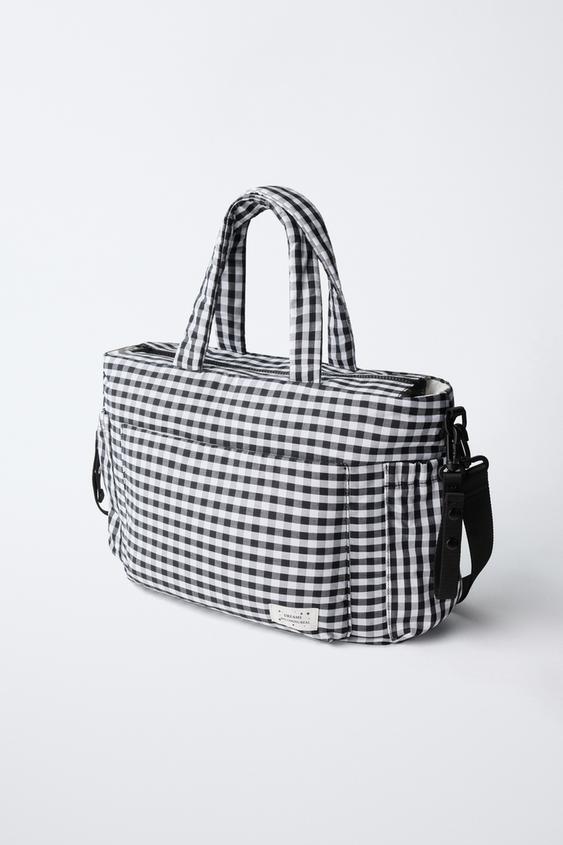 SAC MATERNITÉ À CARREAUX - Noir de Zara - Image 1