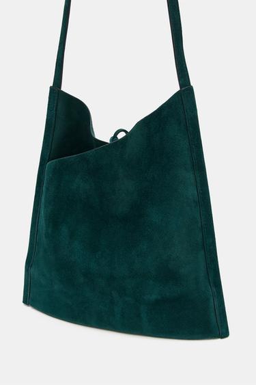 LEATHER MINI FLAT BAG WITH BOW - Green by Zara - Image 4