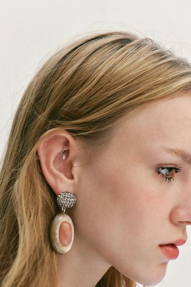 SHINY STONE EARRINGS - Anthracite grey by Zara - Image 1