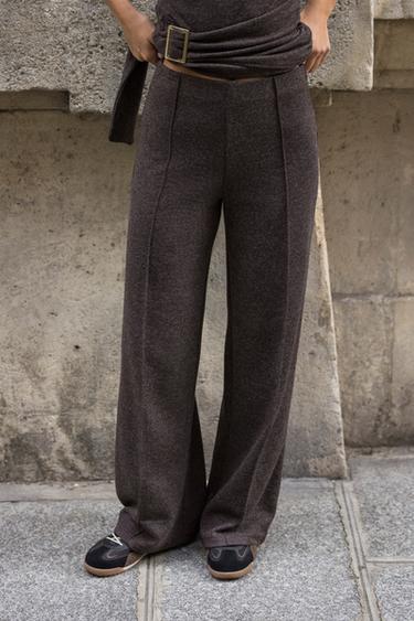 PANTALON SOFT NERVURE - marron chiné de Zara - Image 1