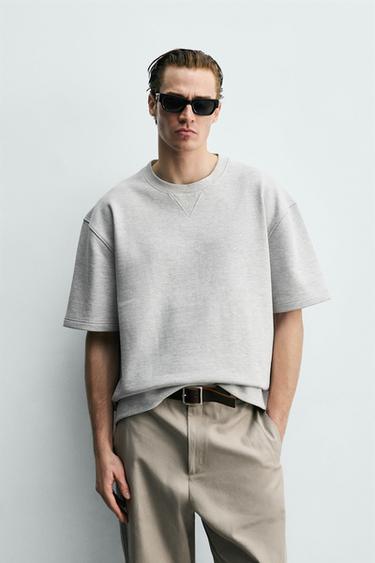 Zara 羅紋棉質短版運動衫 - 斑紋灰色