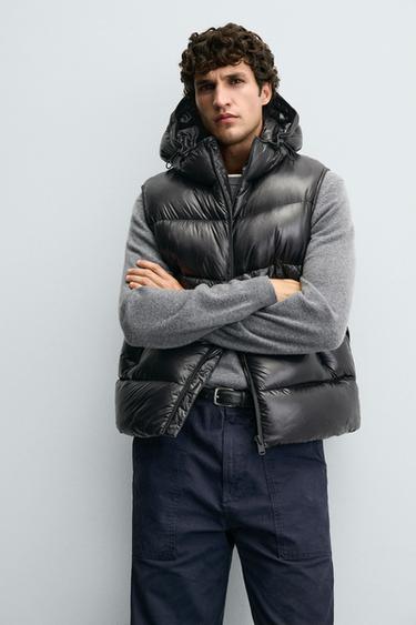 100% FEATHER DOWN PUFFER GILET - Black by Zara - Image 5