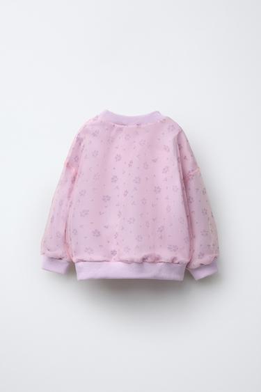 SWEAT EN ORGANZA À FLEURS - Rose pâle de Zara - Image 1