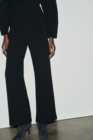 INTERLOCK WIDE-LEG TROUSERS - Black by Zara