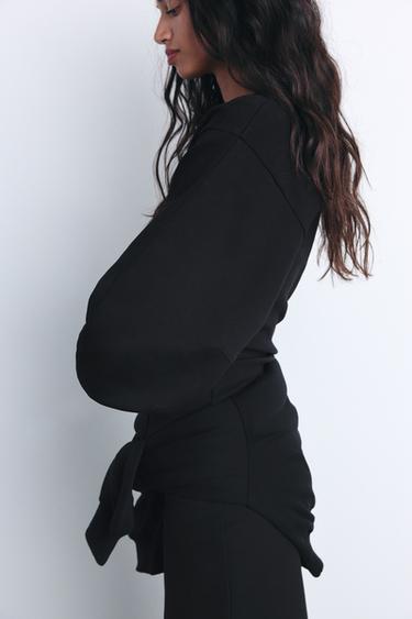 FITTED INTERLOCK SWEATSHIRT - Black by Zara - Image 3