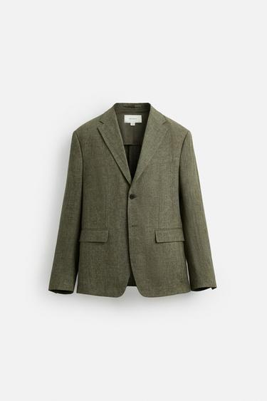 BLAZER COSTUME 100 % LIN - Kaki foncé de Zara - Image 5