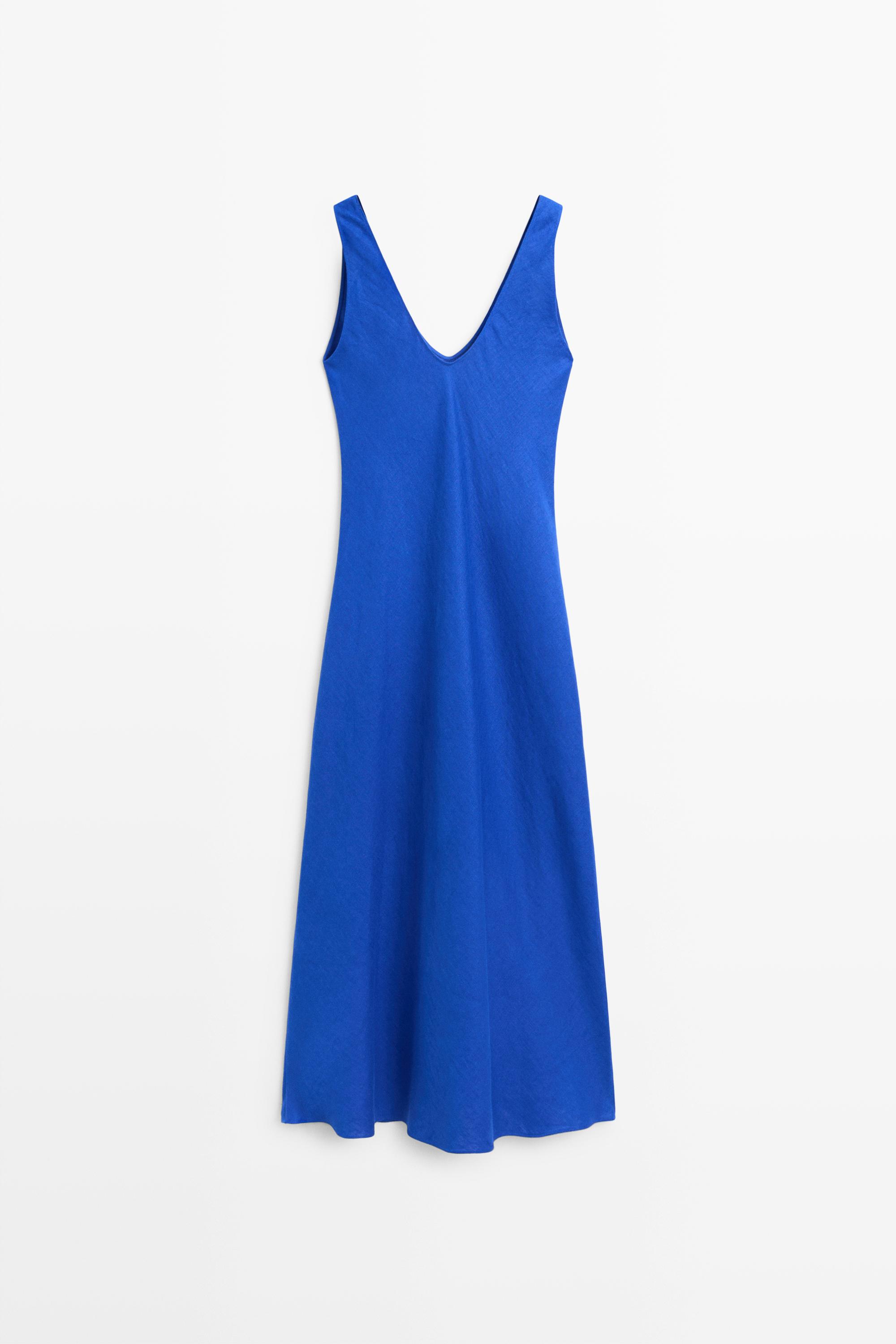 100% linen strap midi dress