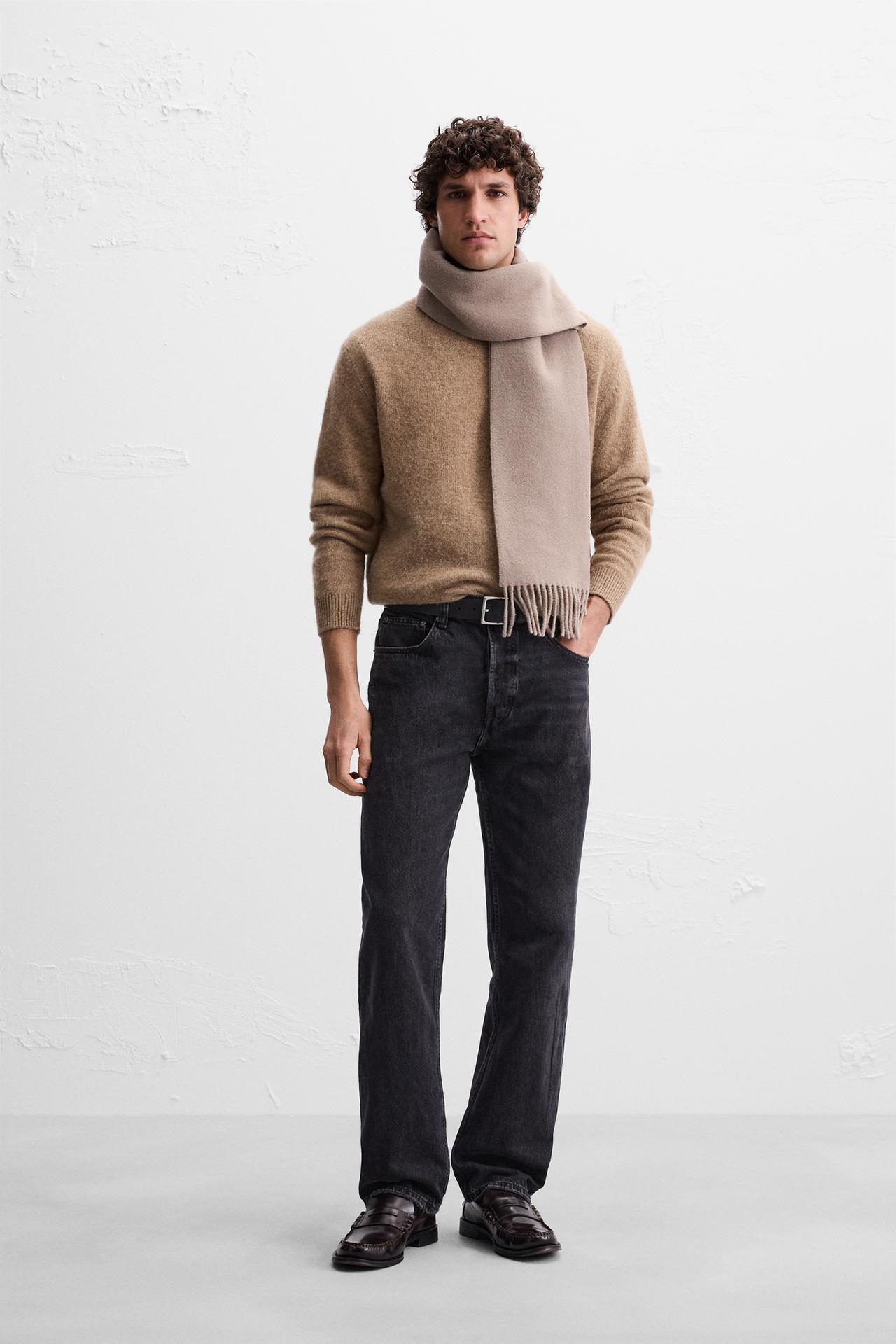 Zara BRUSHED WOOL SWEATER - Mid-camel