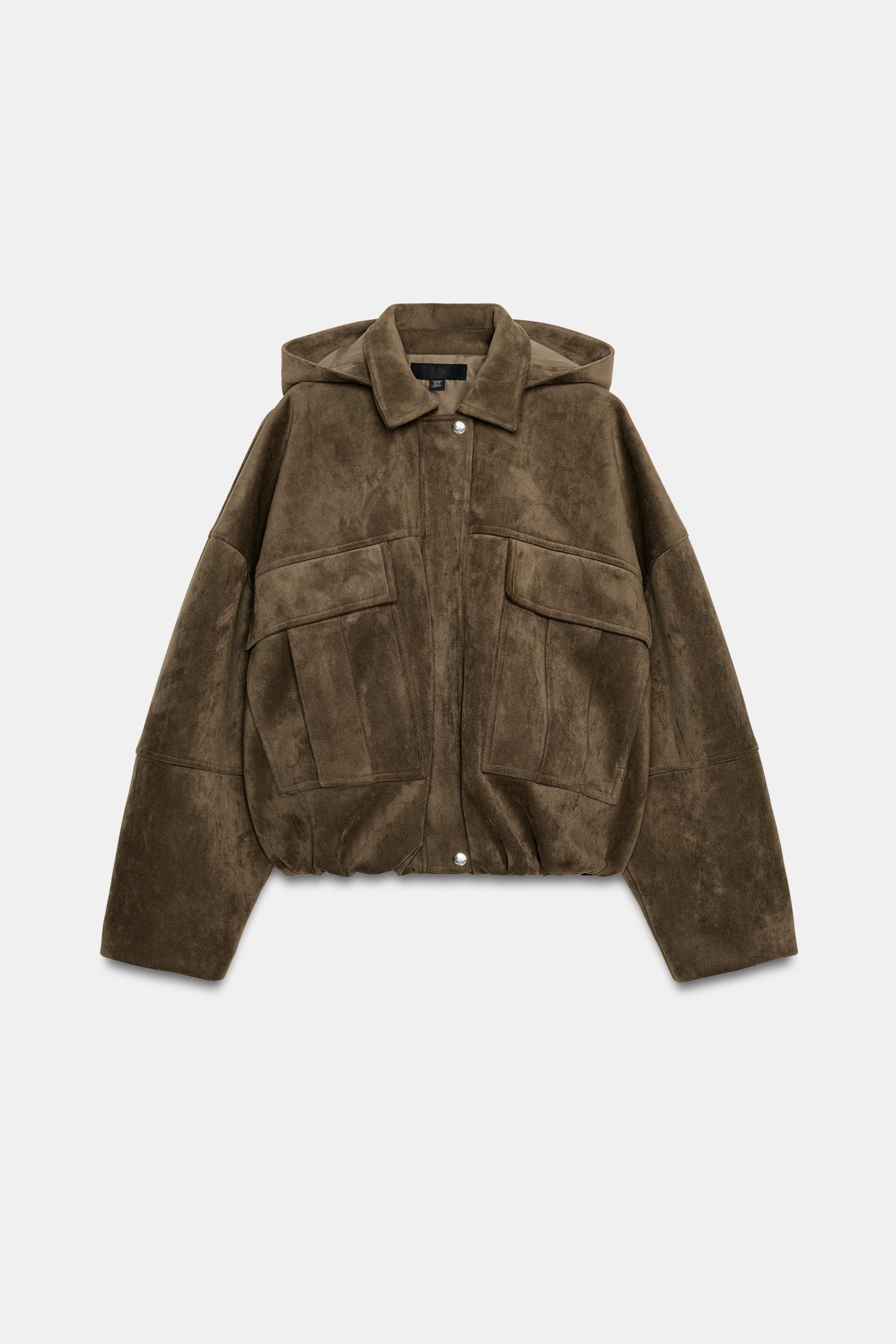 KAPÜŞONLU SUNİ SÜET OVERSIZE BOMBER CEKET - Görsel 8