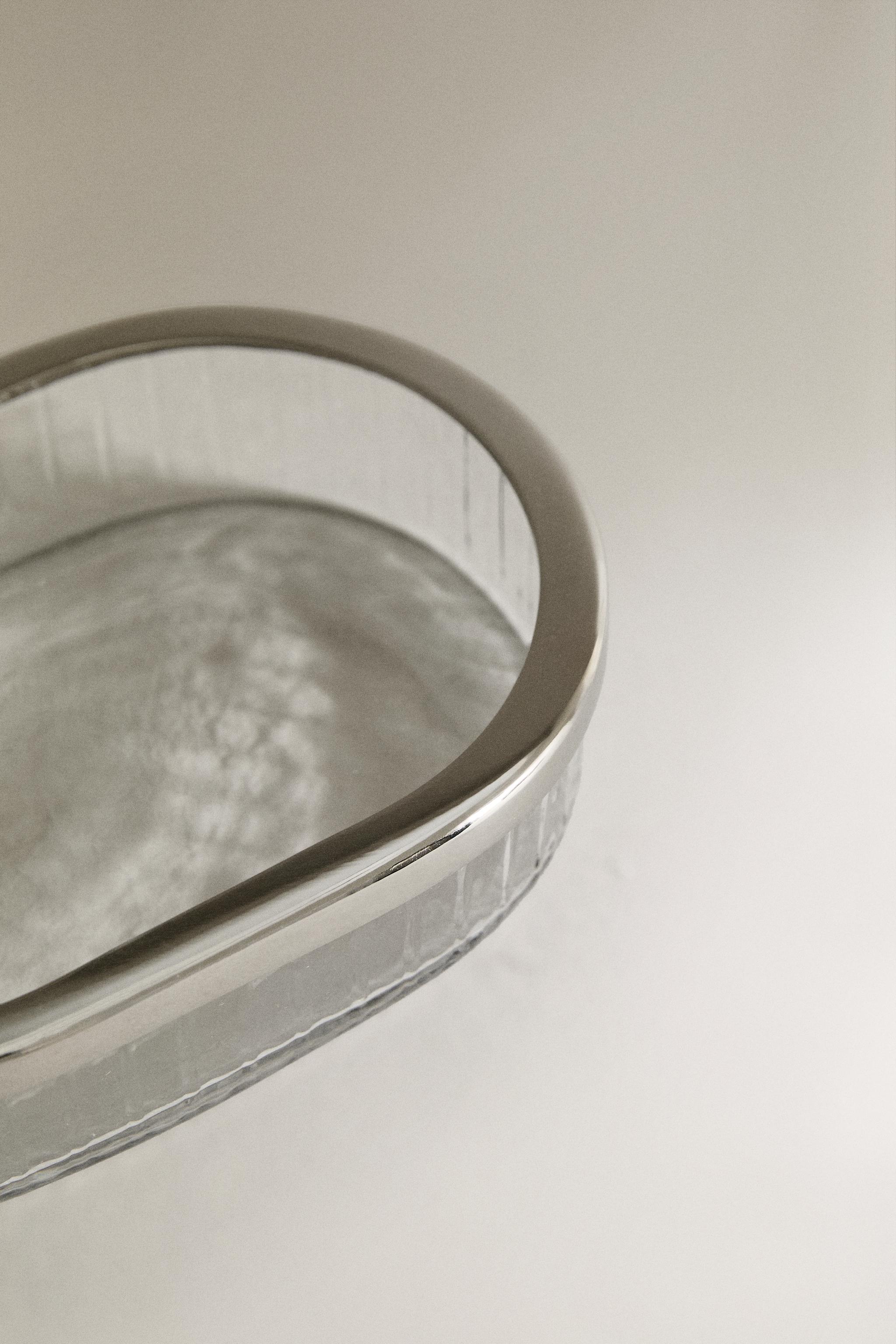 GLASS AND METAL BATHROOM SOAP DISH