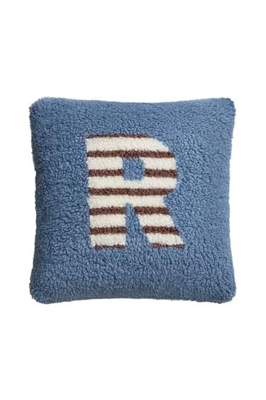 KINDERKISSEN BUCHSTABE R IN LAMMFELLOPTIK - Blau von Zara