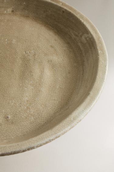 CRACKLED CERAMIC TALL TRAY - White by Zara - Image 2