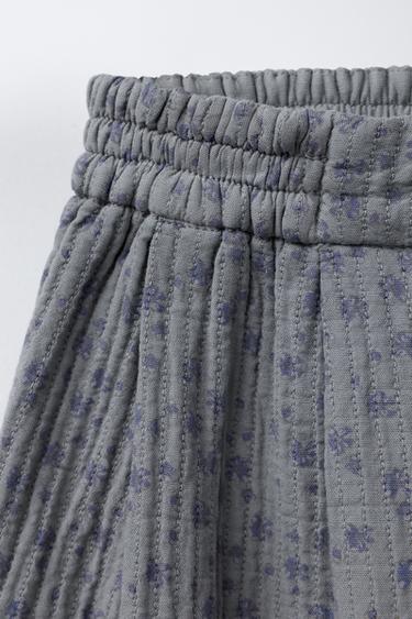 Zara FLORAL TEXTURED CULOTTES - Grayish