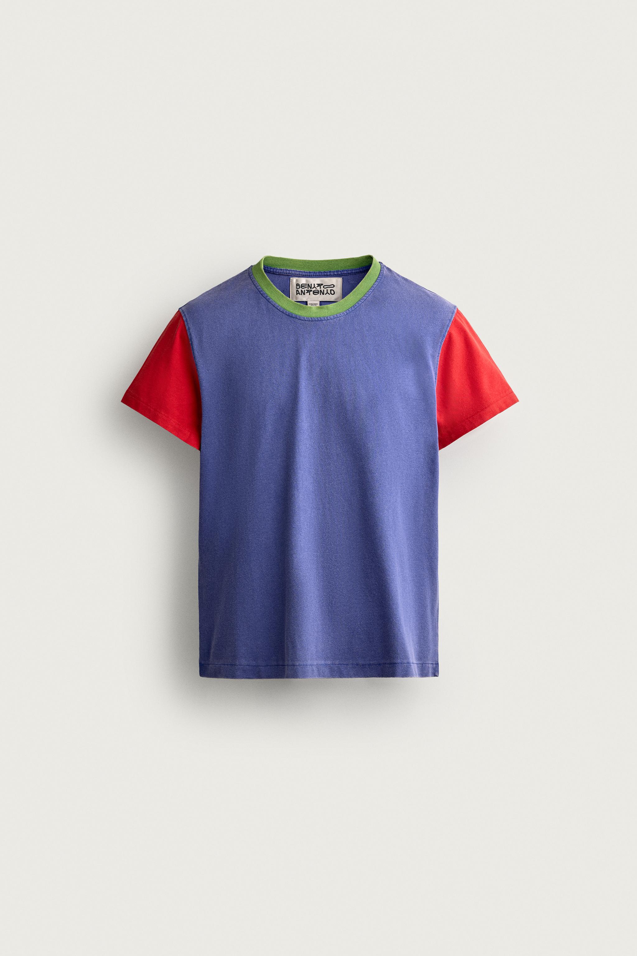 Zara SLIM CROPPED FIT BLOK RENKLİ T-SHIRT