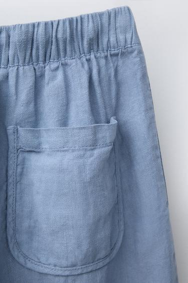 100% LINEN BAGGY TROUSERS - Blue by Zara - Image 3