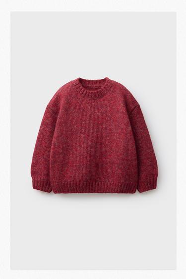 PLAIN WOOL KNIT SWEATER - BURGANDY MARS by Zara