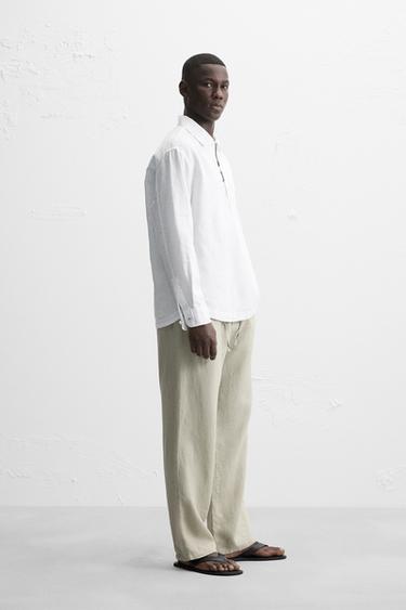 CHEMISE POLO LIN ET COTON - Blanc de Zara - Image 3