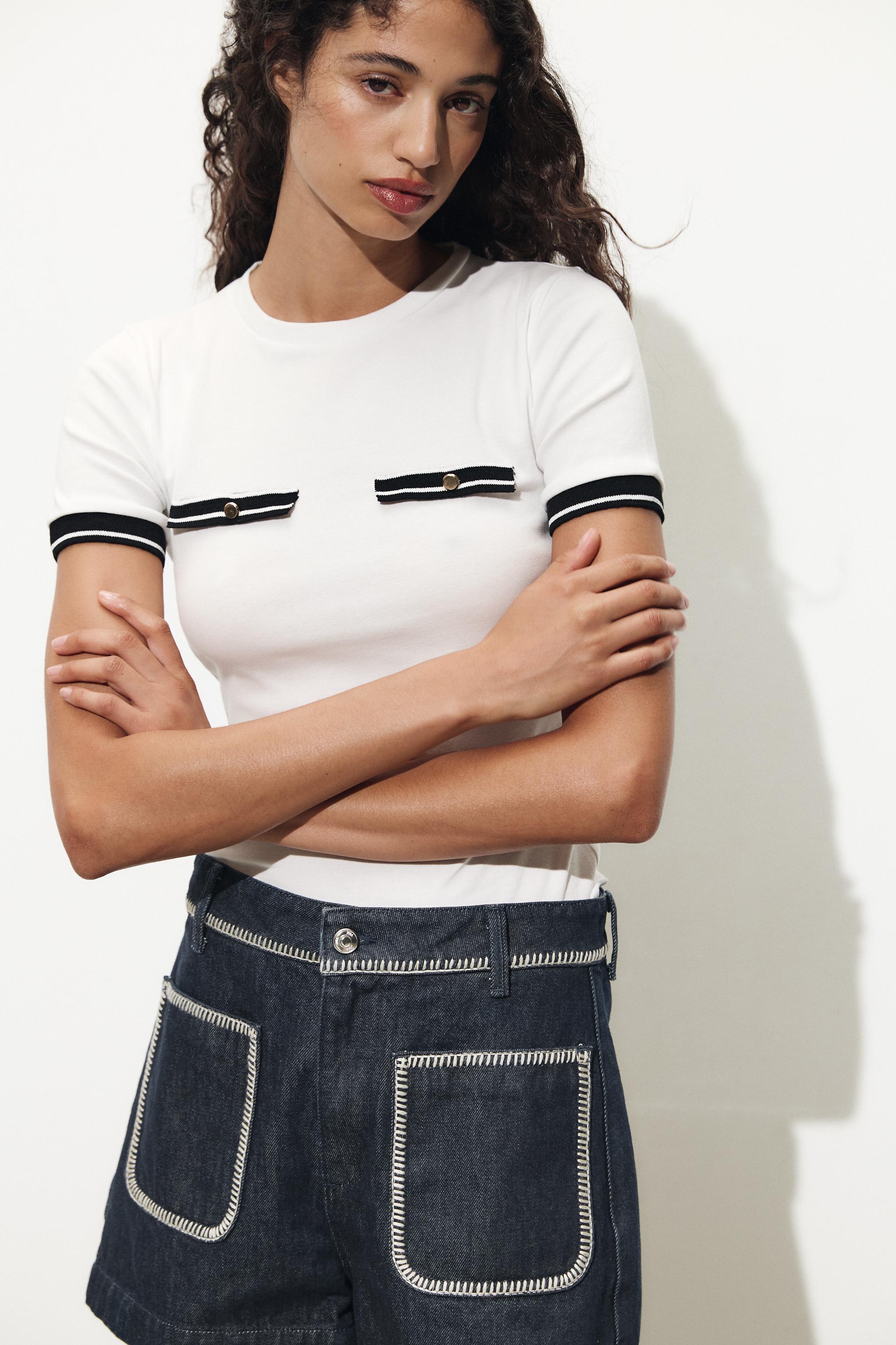 コントラストトリムTシャツ - ホワイト | ZARA Japan / 日本