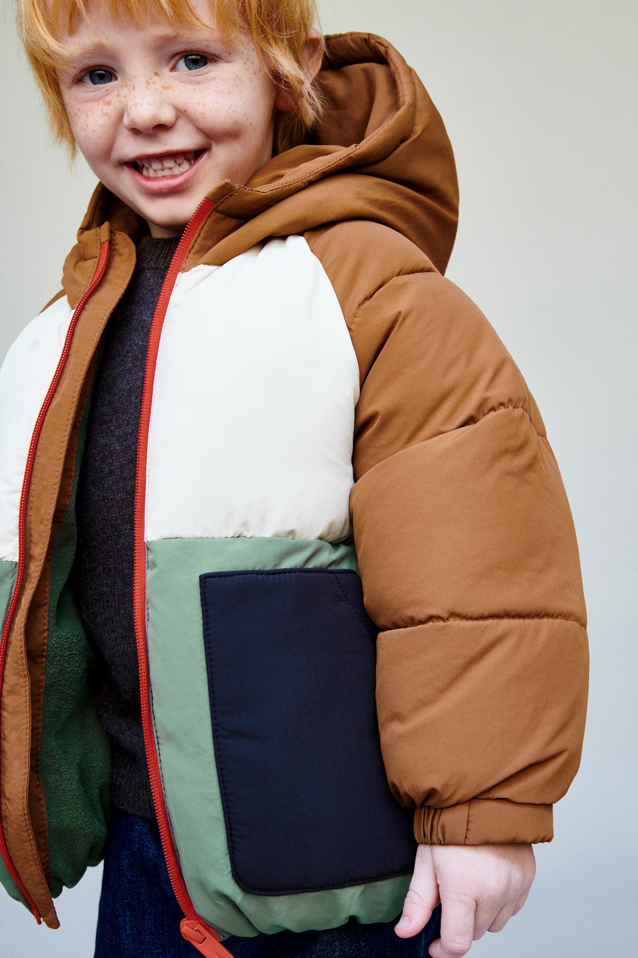 COLOR BLOCK WATER REPELLENT FLEECE LINED PUFFER COAT