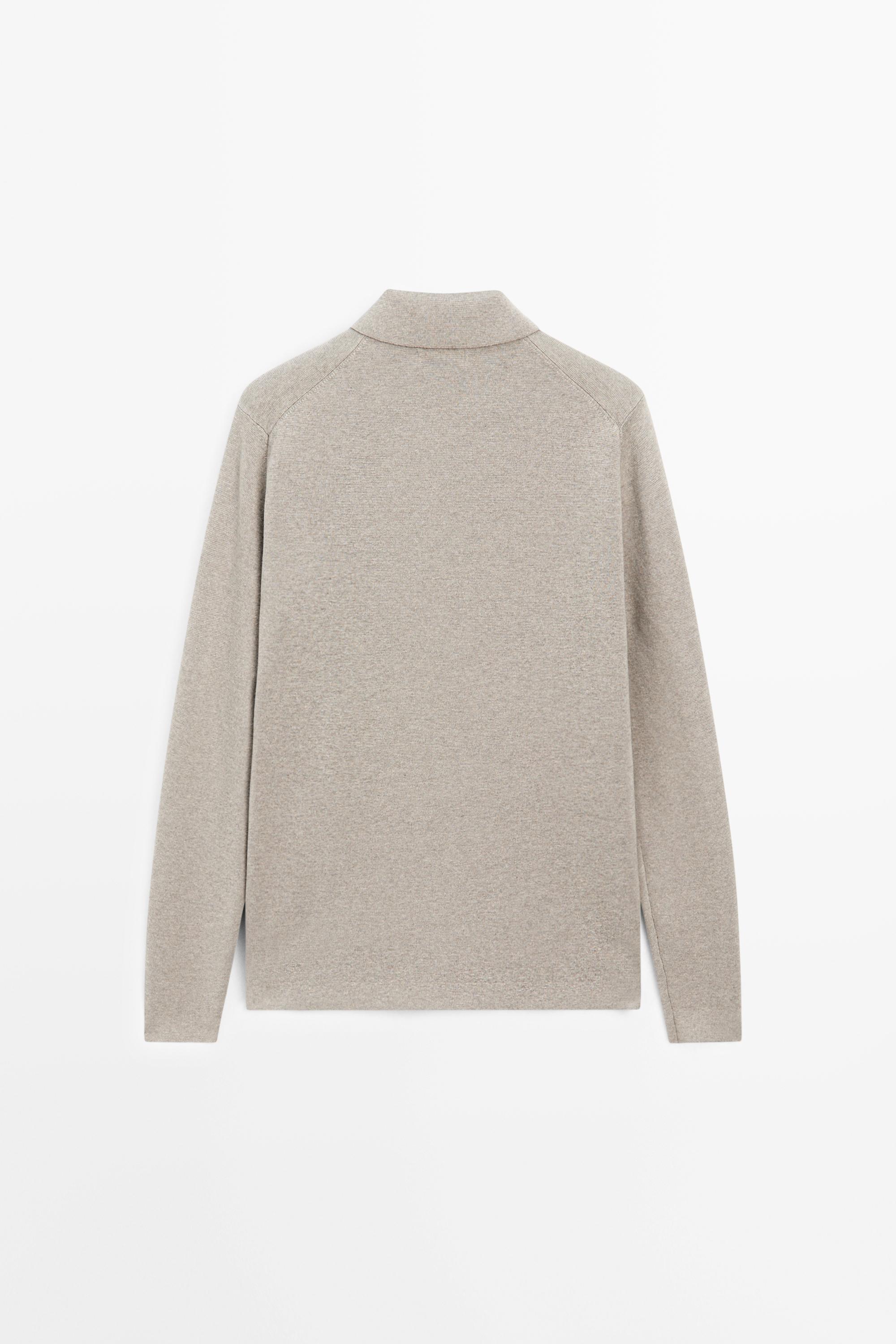 Cotton blend knit zip polo sweater