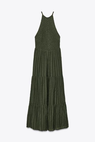 NECKHOLDER-KLEID MIT TRÄGERN UND SCHMUCKPERLEN - Khaki von Zara - Bild 0