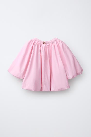 TOP BOUFFANT AVEC BOUTON BIJOU - Rose de Zara - Image 1