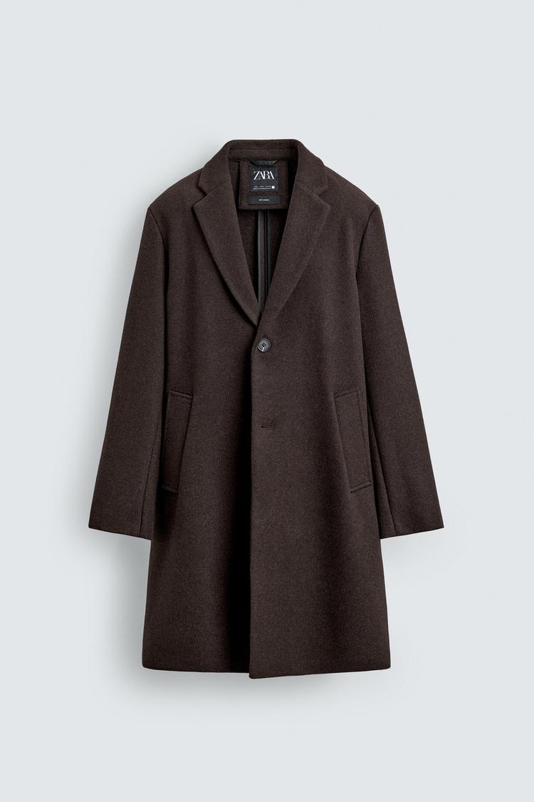 ZARA REGULAR FIT COAT WITH WOOL