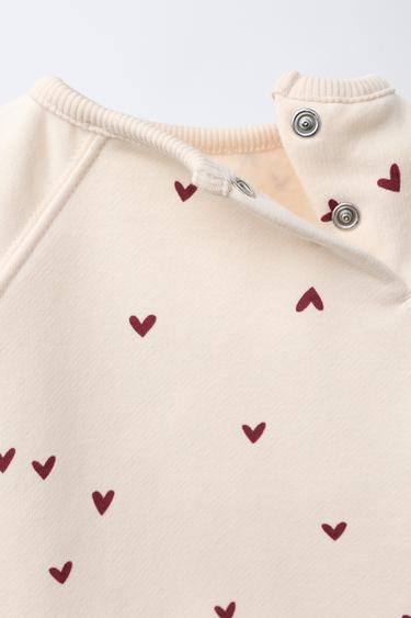 HEART PRINT SWEATSHIRT AND LEGGINGS SET - Ecru by Zara - Image 2