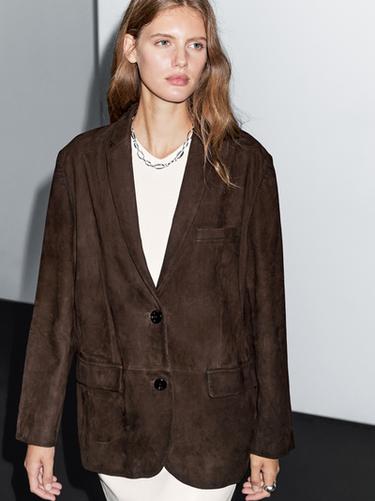 Zara Suede leather blazer - Brown