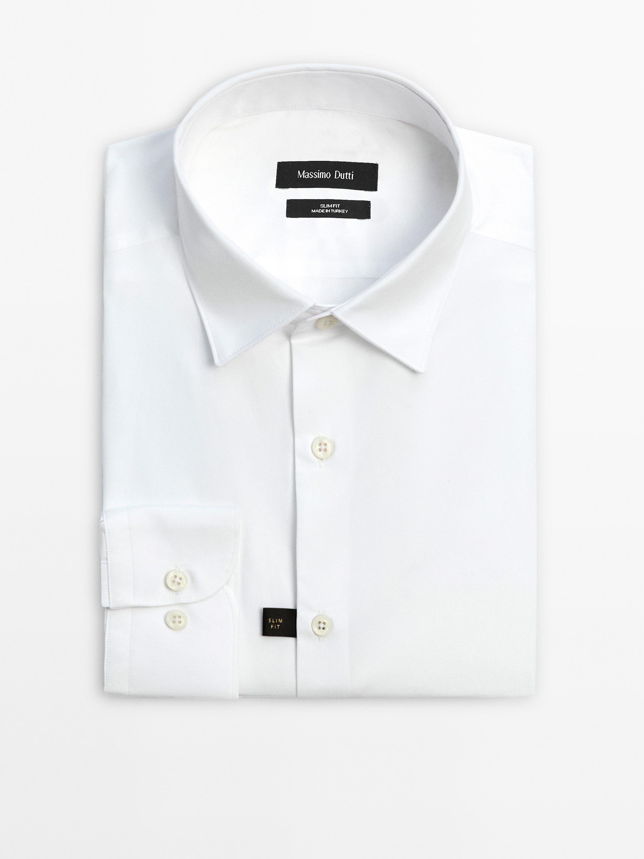 Chemise slim en popeline 100 % coton