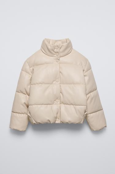 LEATHER EFFECT PUFFER JACKET - Mid-ecru by Zara - Image 0