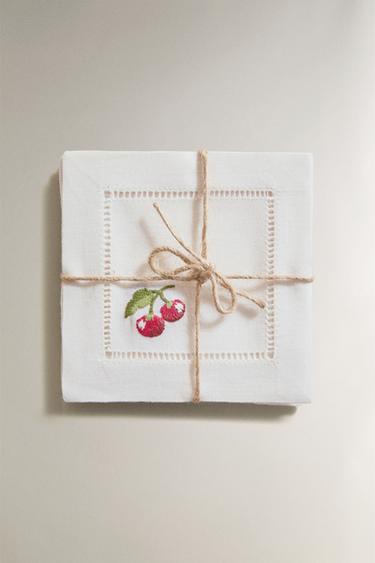 PACK OF FRUIT RAMIE COASTERS (PACK OF 4) - Ecru by Zara - Image 3