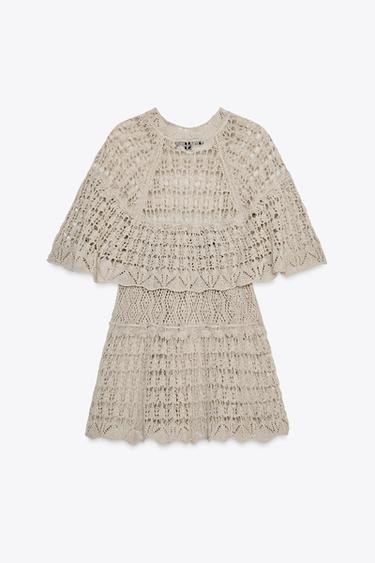 TOP EN MAILLE POINTELLE À VOLANTS - Gris de Zara - Image 5