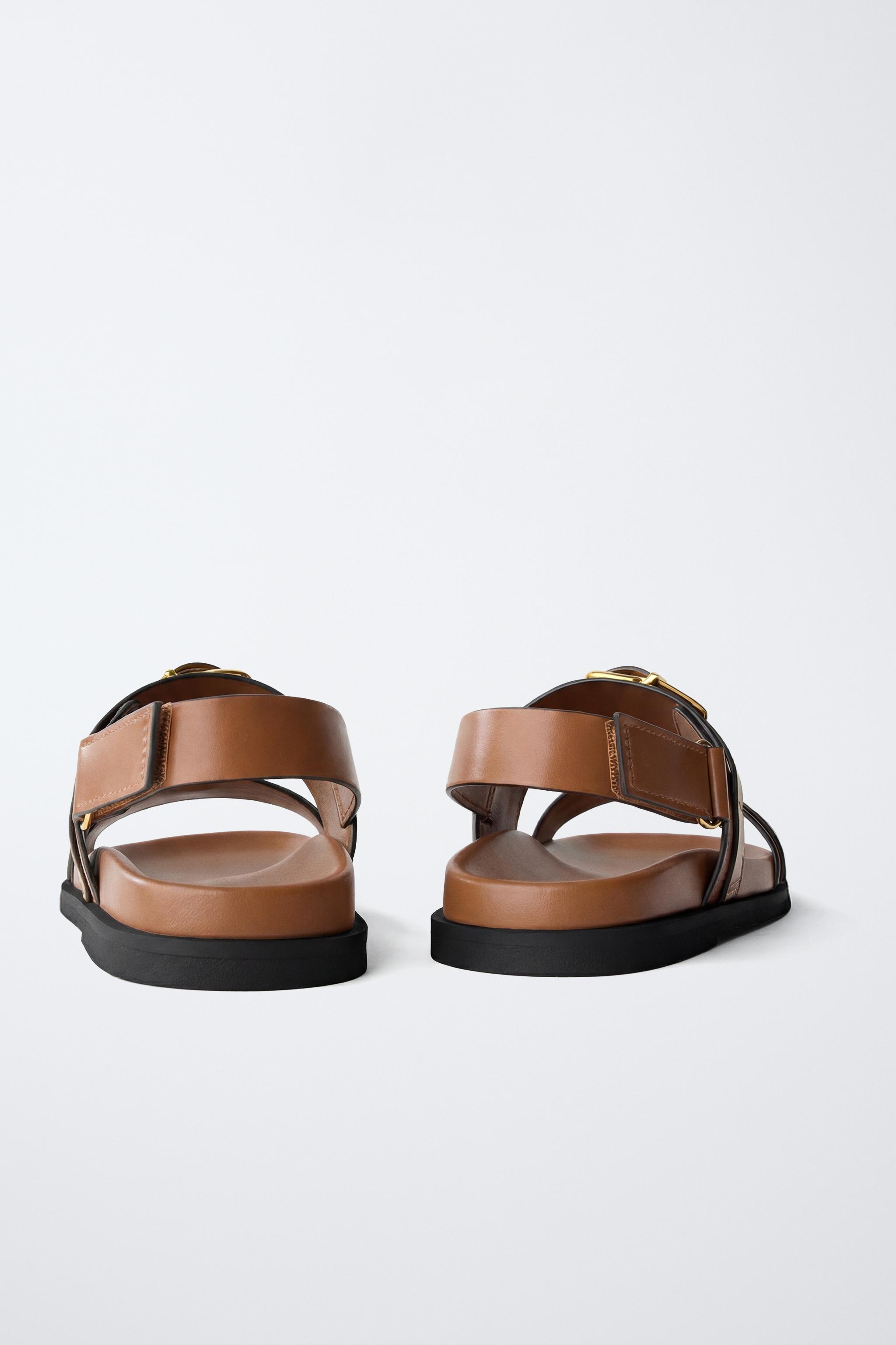 Tan Sandals with Buckle Detail Zara size 40 like new BUCKLED SANDALS - Brown | ZARA United States main image 2