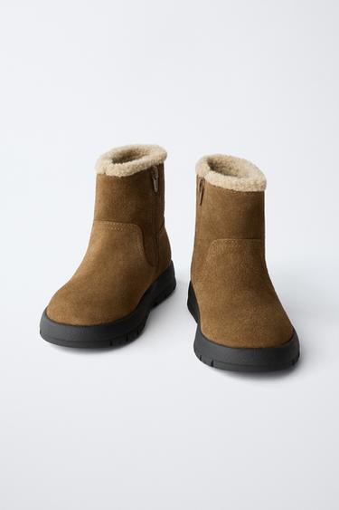 BOTTES EN CUIR DOUBLÉES - Marron de Zara - Image 2