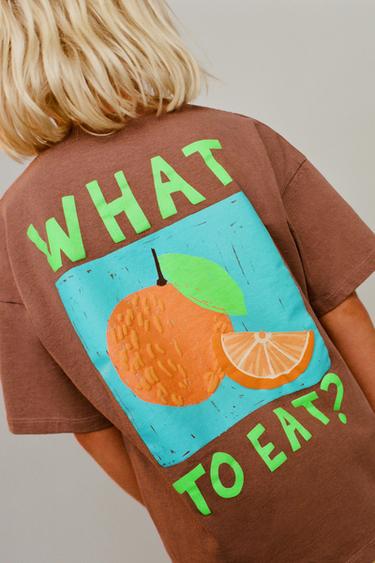 FRUIT PRINT T-SHIRT - Light brown by Zara - Image 5