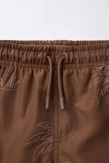 6-14 ANS/ SHORT DE BAIN BRODÉ PALMIERS - Marron de Zara - Image 2
