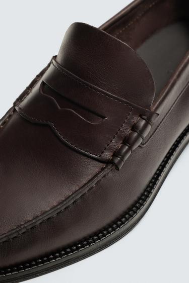 MOCASSINS EN CUIR À MASQUE - Marron de Zara - Image 5