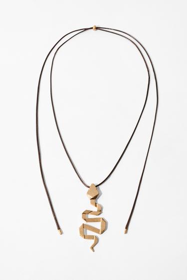 Zara SNAKE CORD NECKLACE - Golden