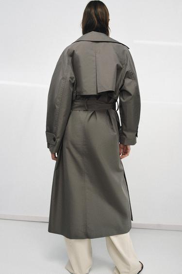 TRENCH OVERSIZE À CEINTURE ZW COLLECTION - Gris / Marron clair de Zara - Image 2