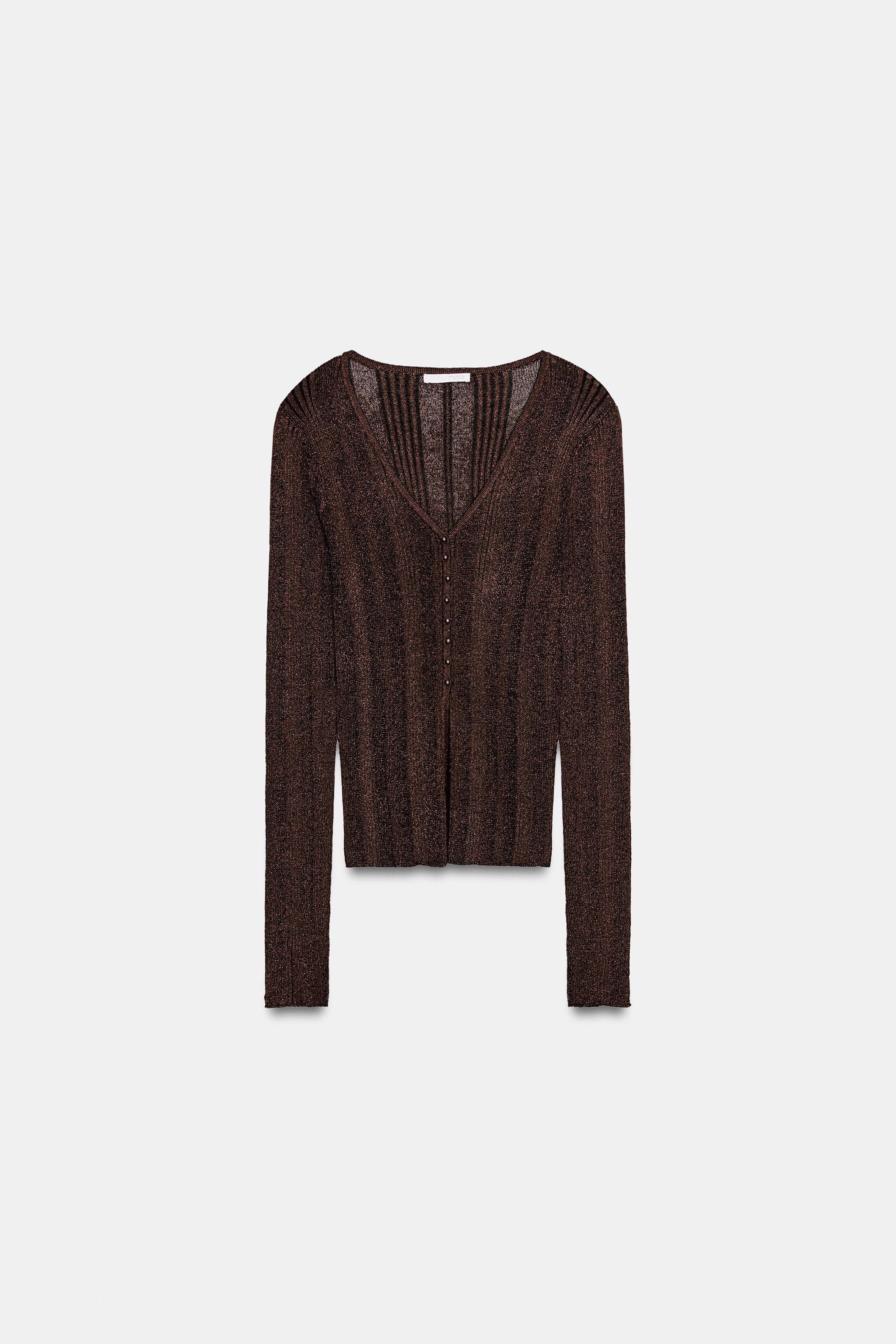 Женские кардиганы Zara METALLIC YARN CARDIGAN — фото 6