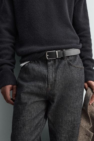 REVERSIBLE LEATHER BELT - Black by Zara - Image 1