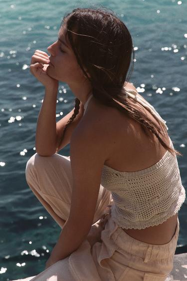 KNITTED HALTER TOP - Ecru by Zara - Image 4