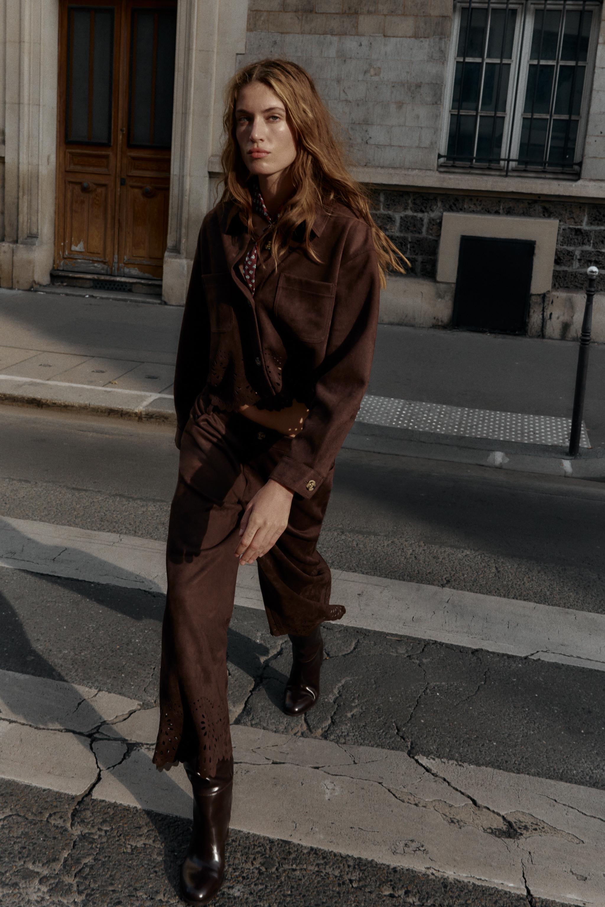 DIE-CUT HEM FAUX SUEDE JACKET