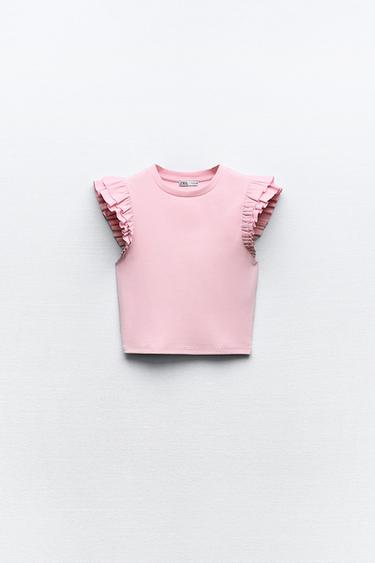 CAMISETA VOLANTES - Rosa de Zara