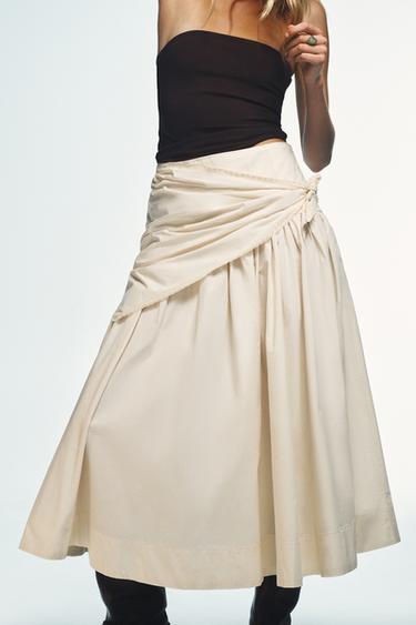 VOLUME SCARF MIDI SKIRT - Ecru by Zara