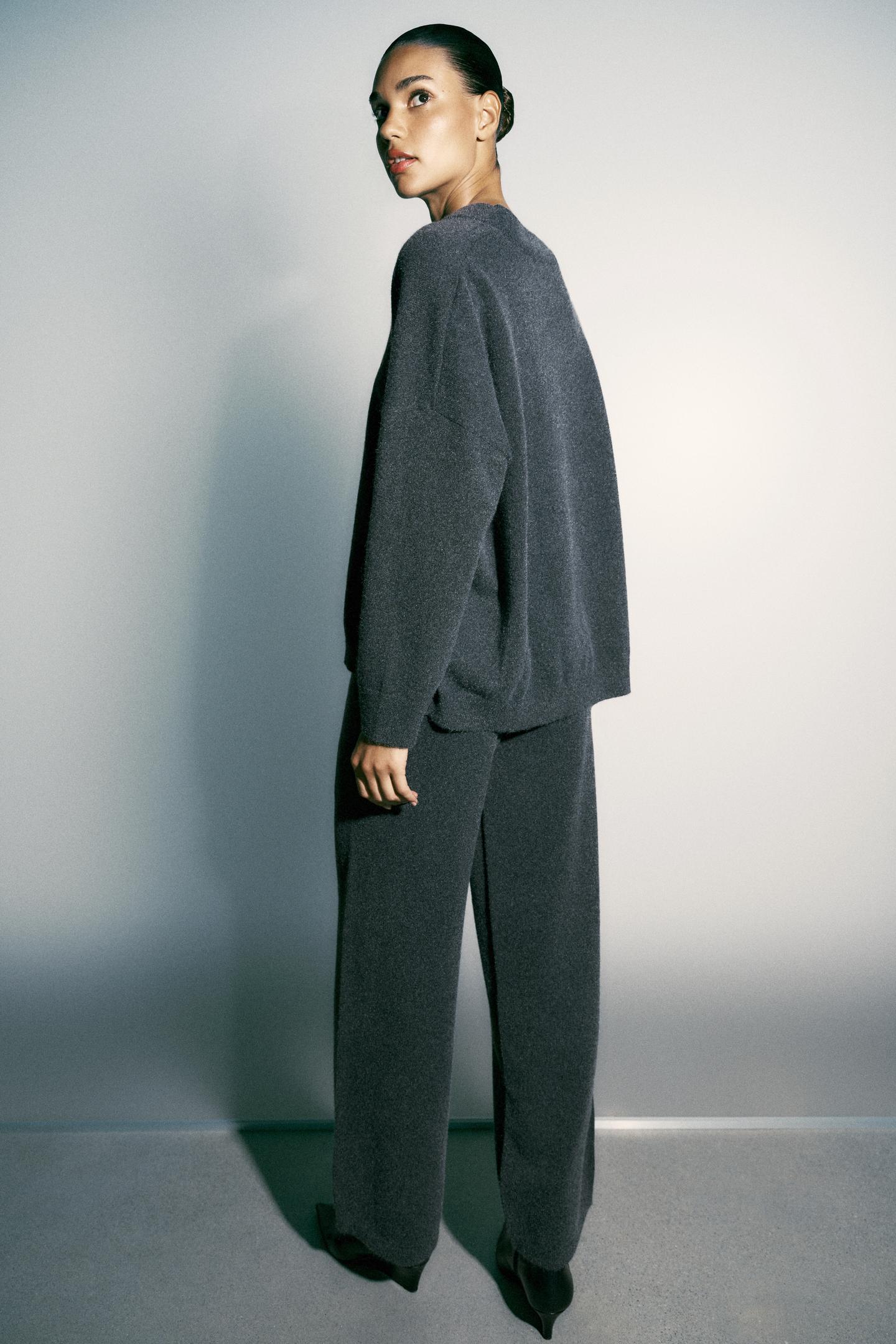 Женский свитер Zara Oversized Knit, цвет: Серый — фото 4